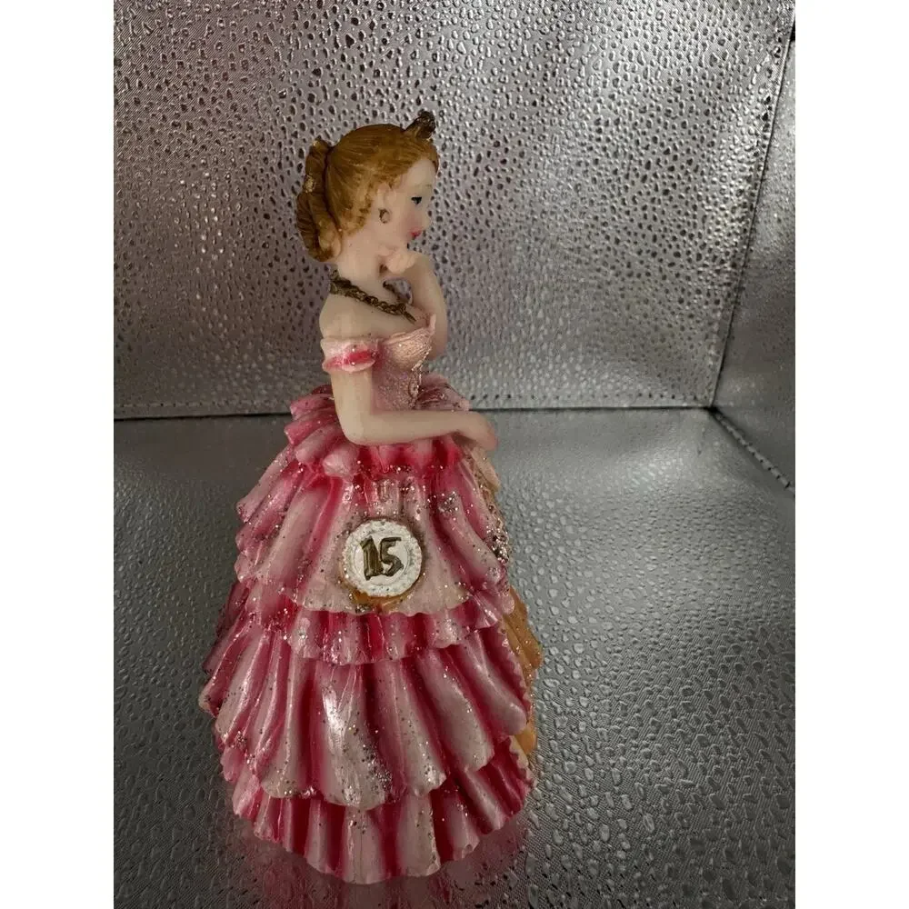 Mis Quince Anos 4.5 inches Pink /Orange Cake Topper Doll